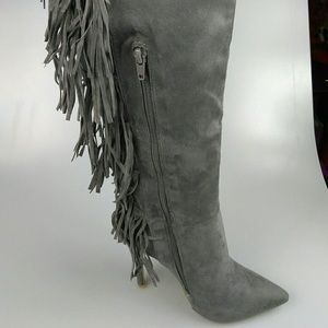 Below knee grey sway high heels